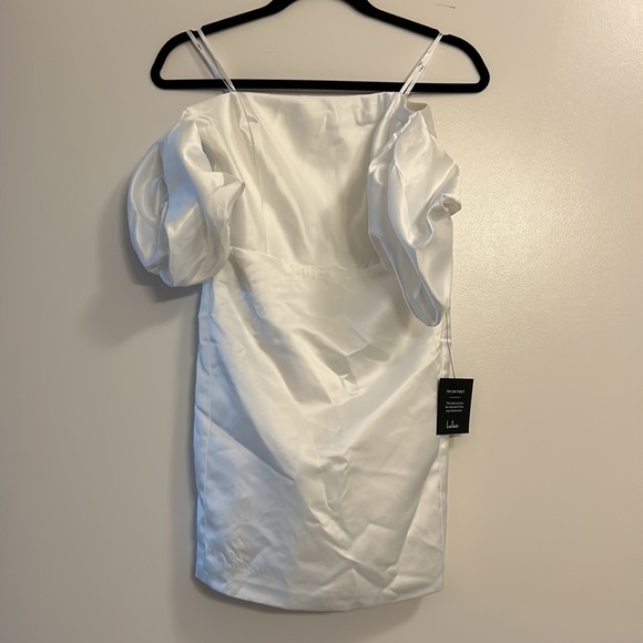 Lulus Significant Sensation White Satin Off-the-Shoulder Mini Dress, Small NWT - Picture 5 of 11